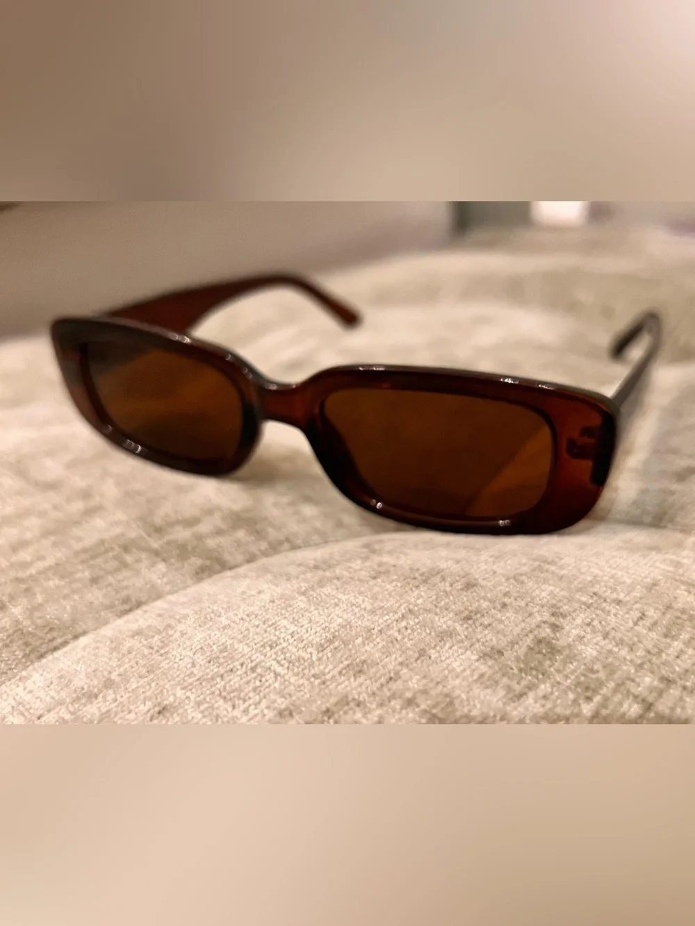 Retro Rectangular Brown Sunglasses